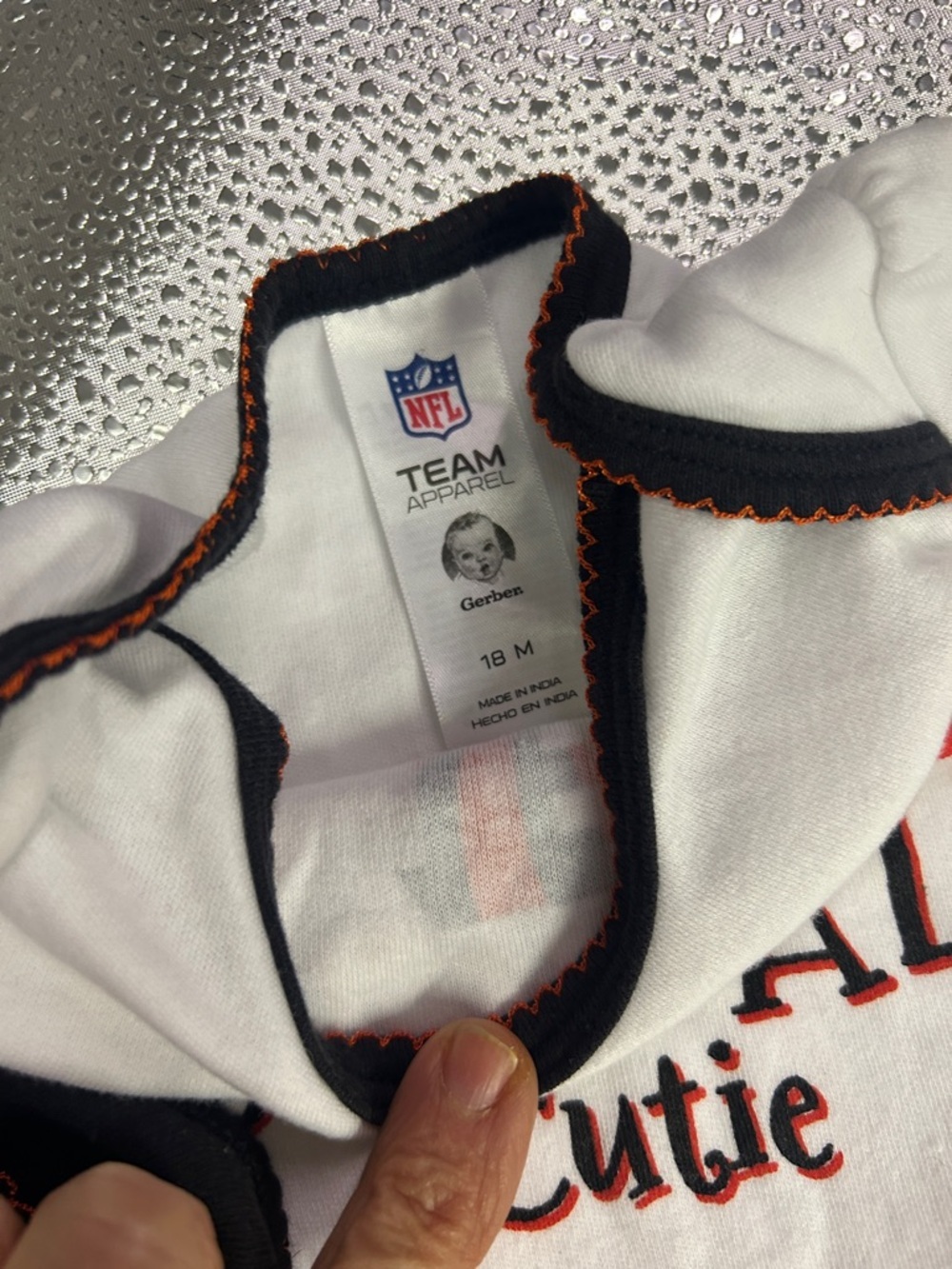 (2)Cincinnati Bengals Baby Onesie Set - Black & White with Orange Accents Unisex - Picture 6 of 7